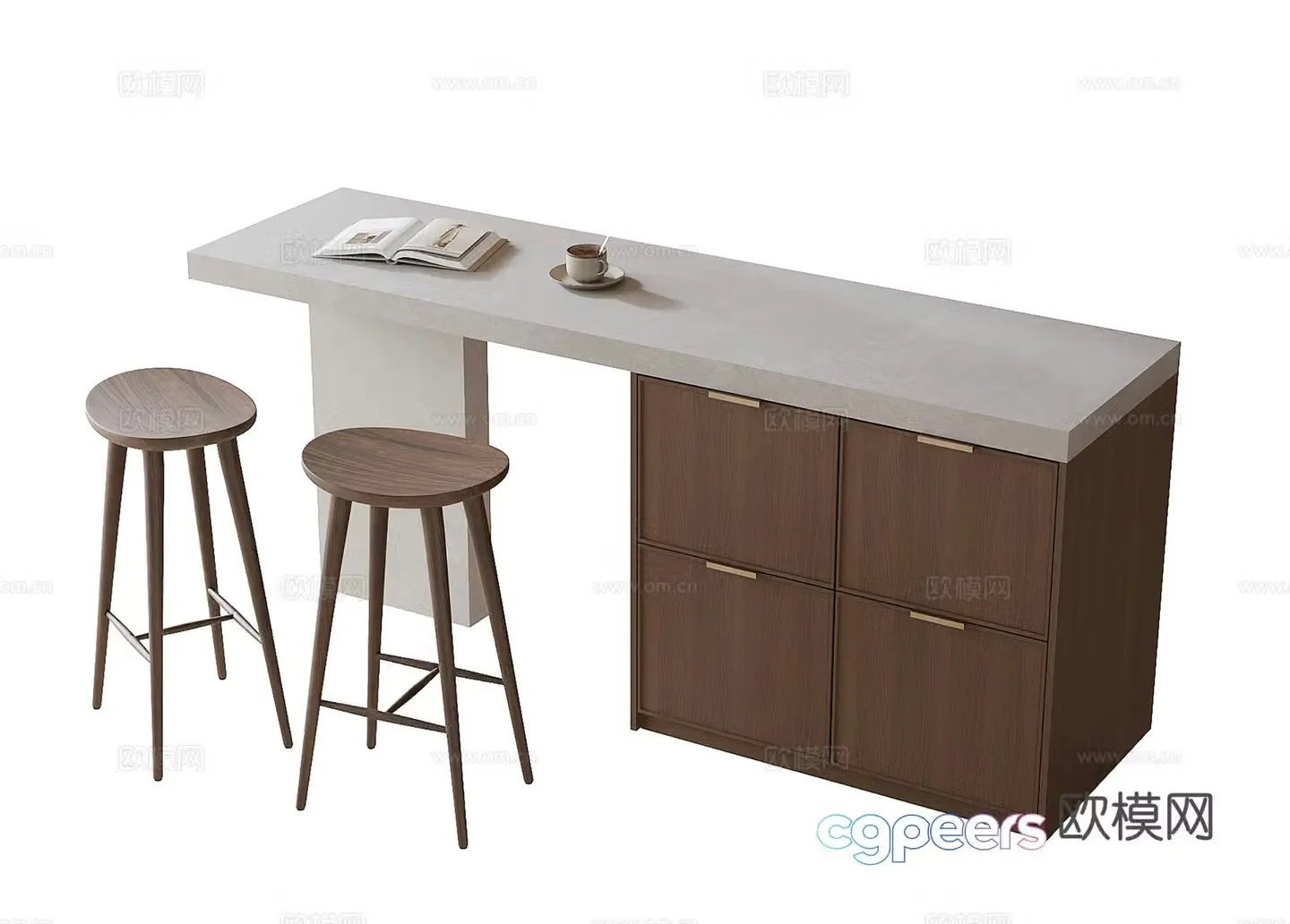 Modern island bar bar chair 3d model