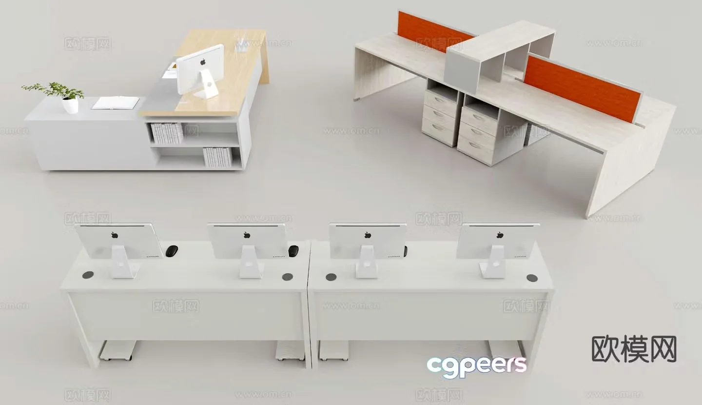 Office desk desk card space 3d model