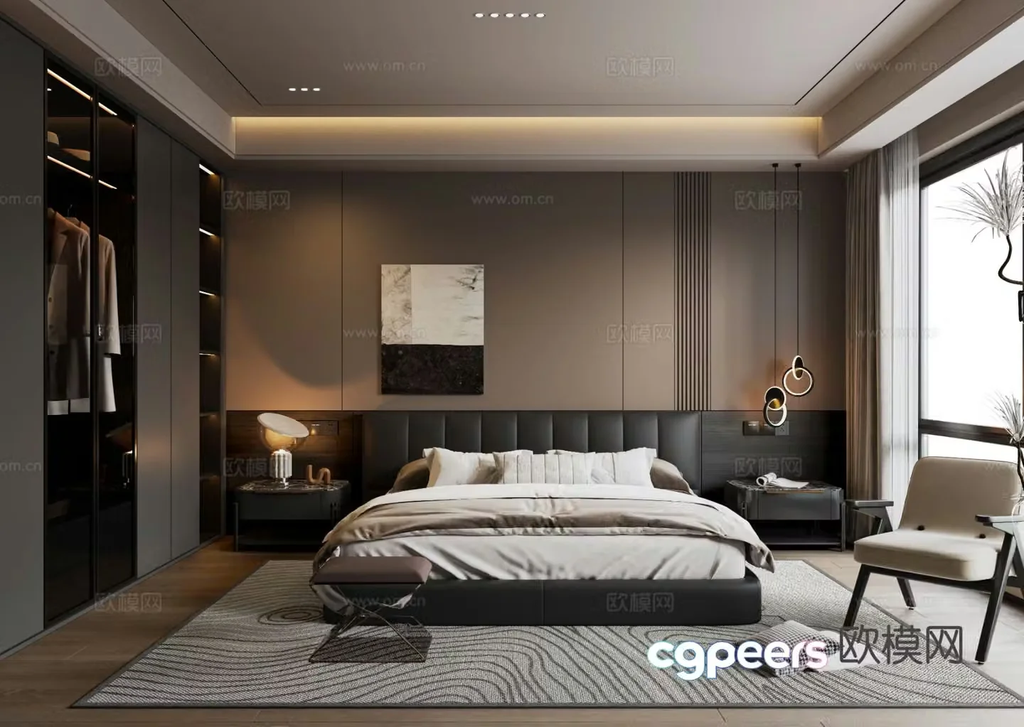 Modern Italian home bedroom 3d model
