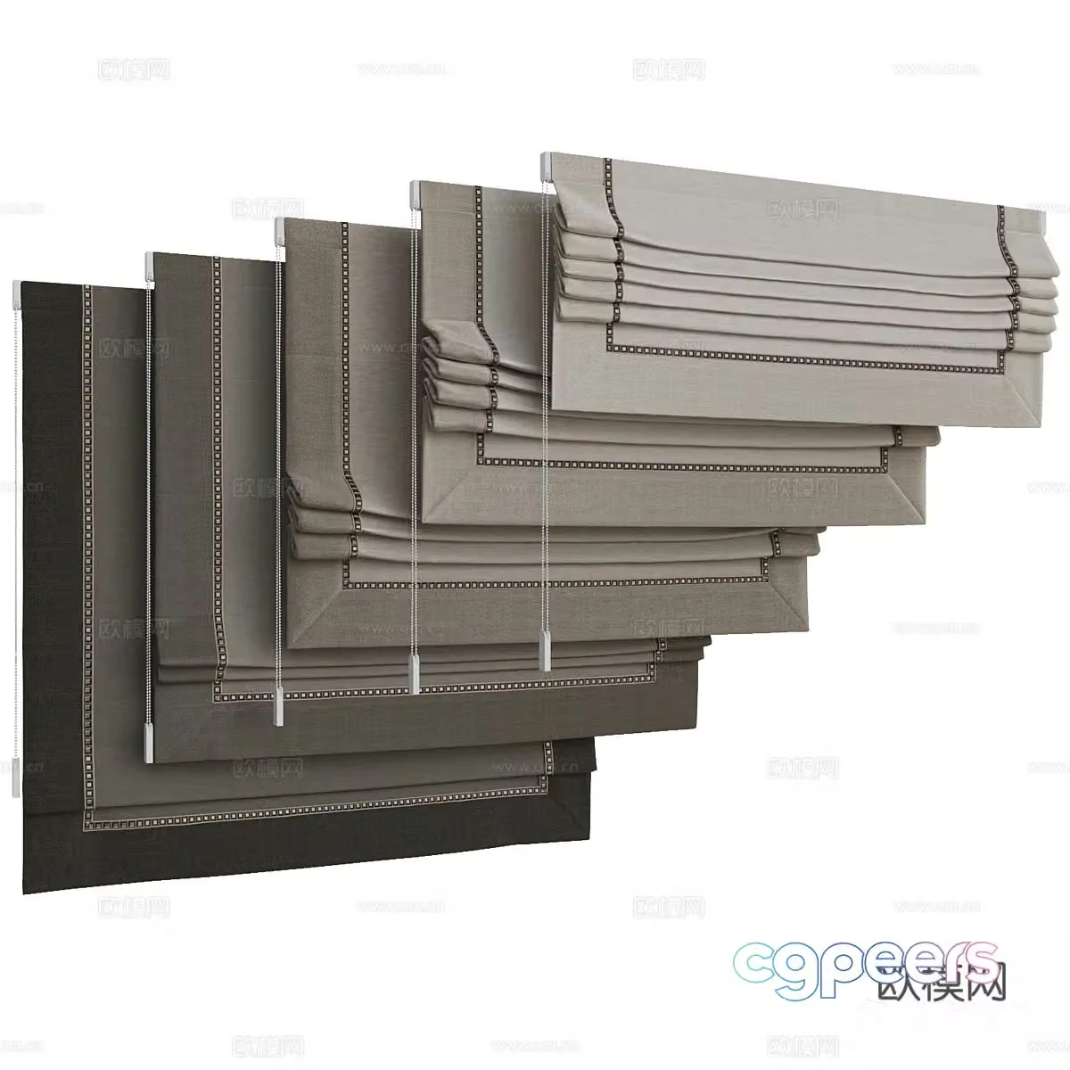 New Chinese roller blind 3D model