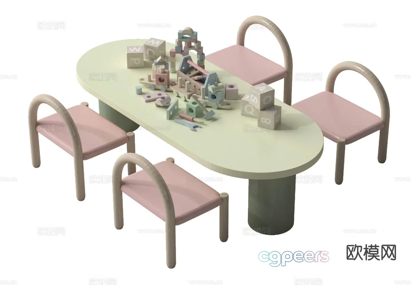 Children’s tables and chairs toy table children’s dining table 3D model