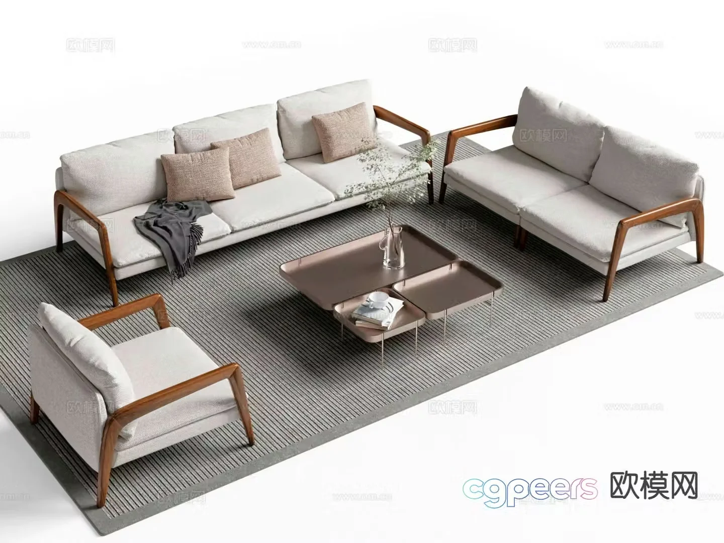 New Chinese style sofa modular sofa 3d model