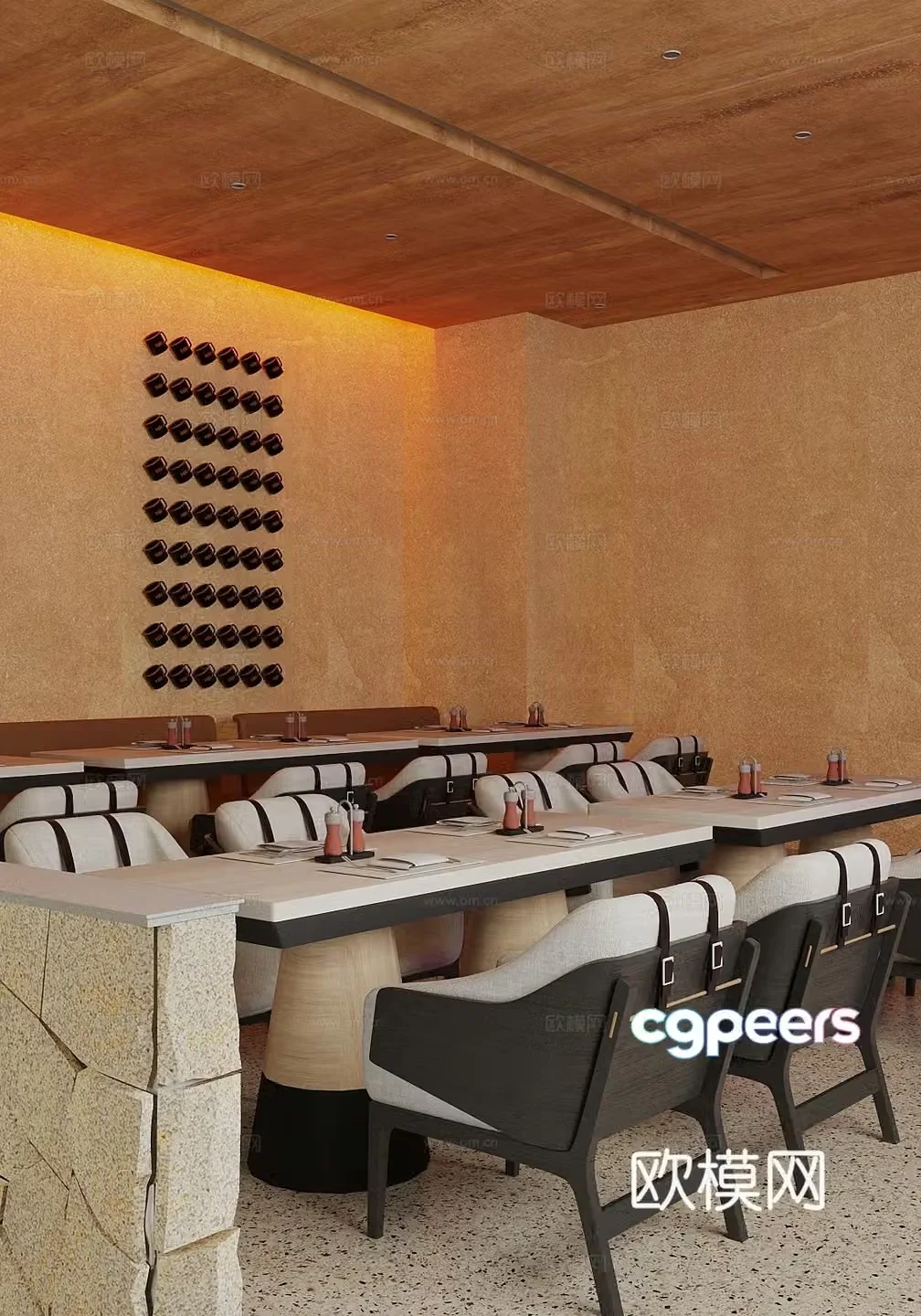 Modern dining table and chair combination Western restaurant dining table and chair combination 3D model