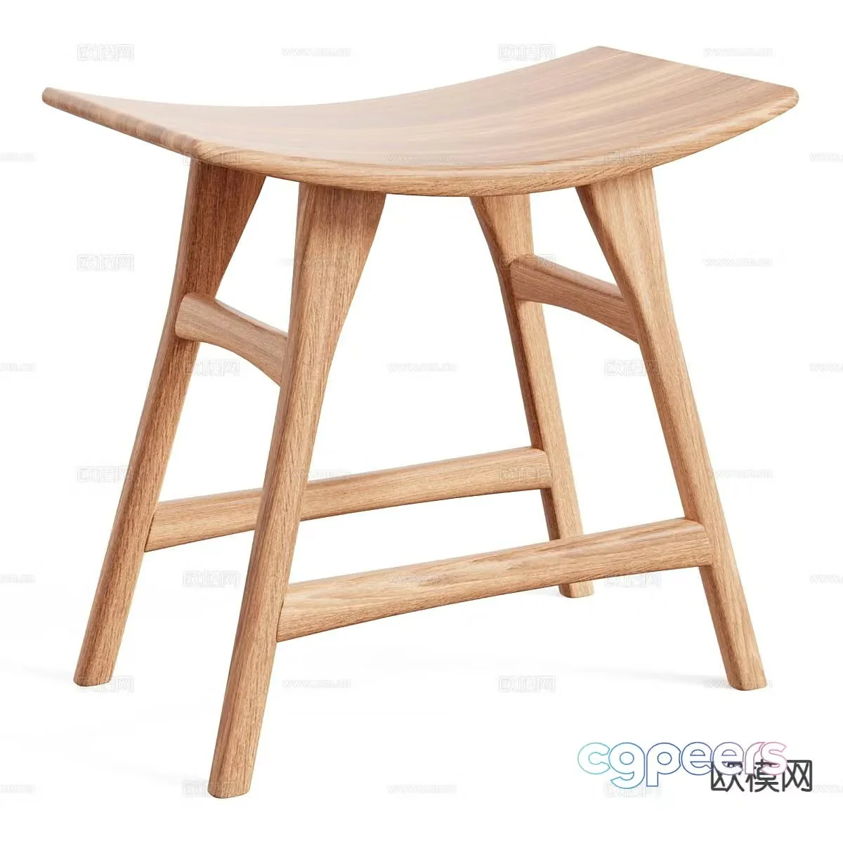 Log style stool 3d model