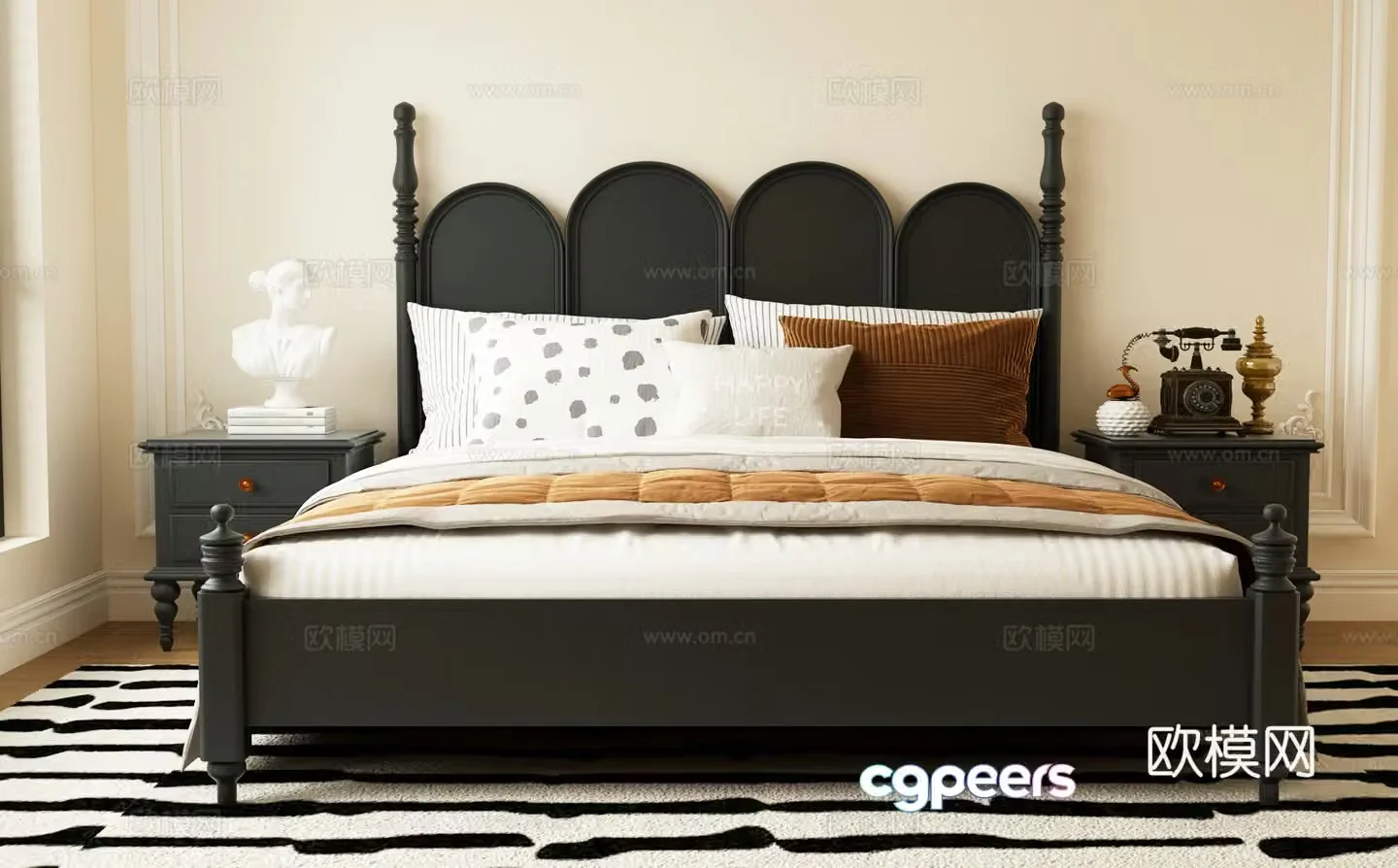 French ancient bed 3D model