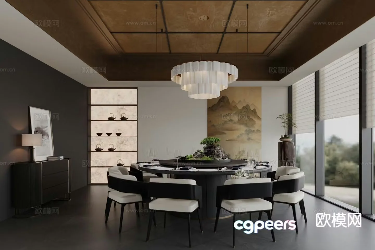 New Chinese restaurant private room private room 3D model