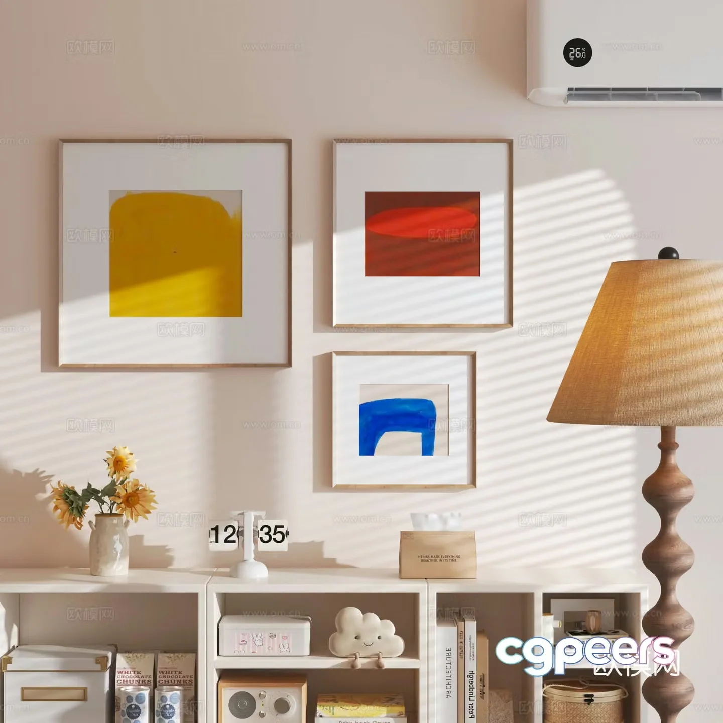 Modern decorative hanging painting combination 3D model