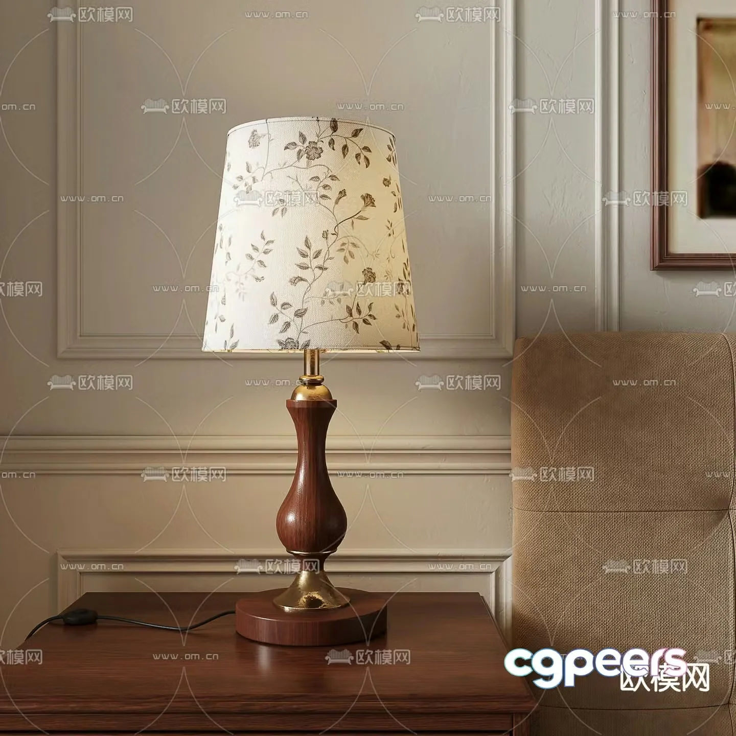 Medieval style desk lamp 3d model