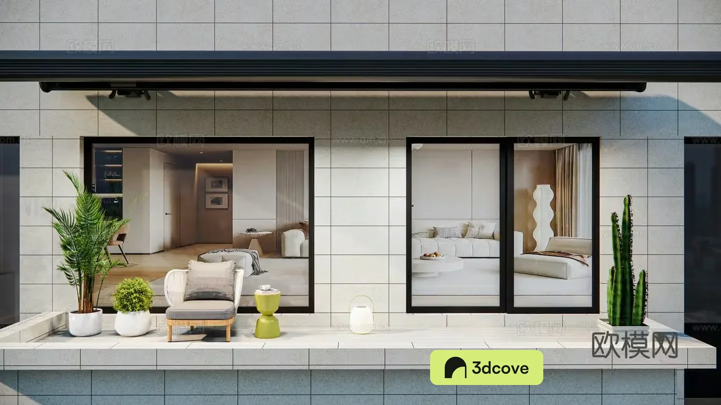 Modern balcony villa balcony leisure chair single chair ambient light curved arm awning combination
