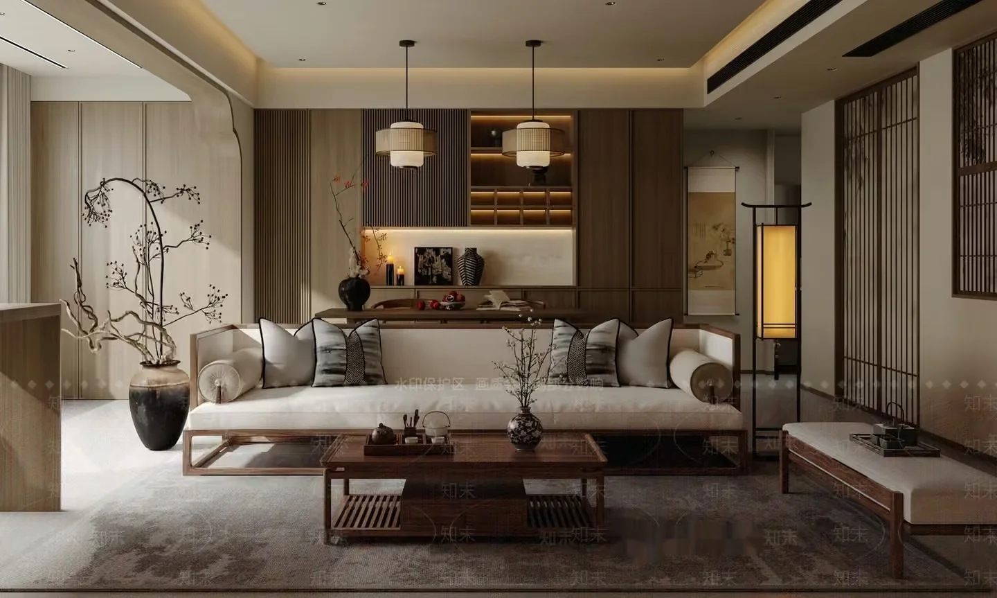 Modern Living Room 3D Model – 1645 – VRAY Render