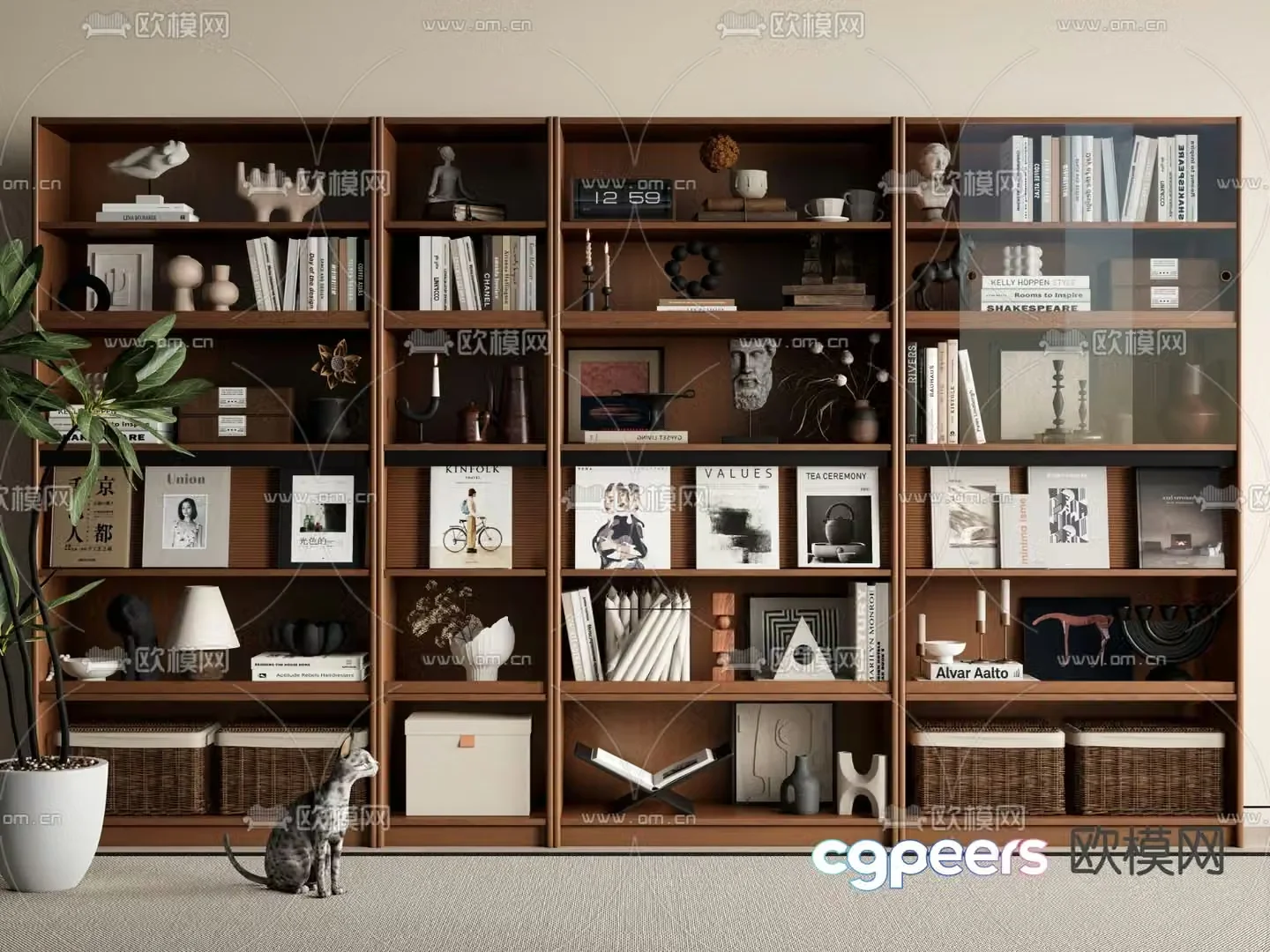 Bookcase display cabinet 3d model
