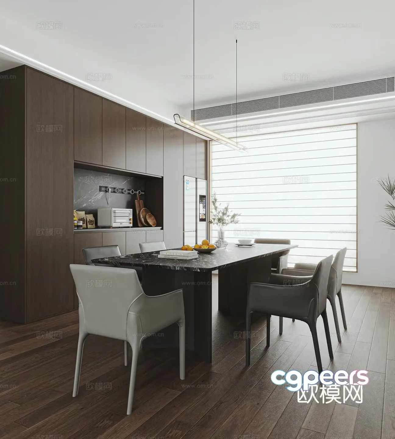 Italian dining table and chair combination Italian restaurant 3D model