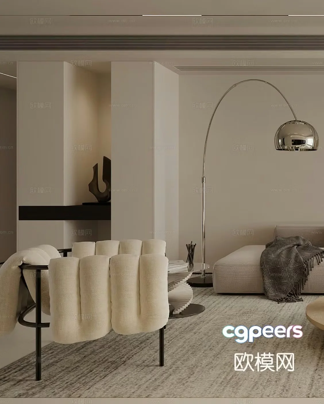Creamy style leisure chair modern leisure chair simple leisure chair floor lamp single chair side 3d model