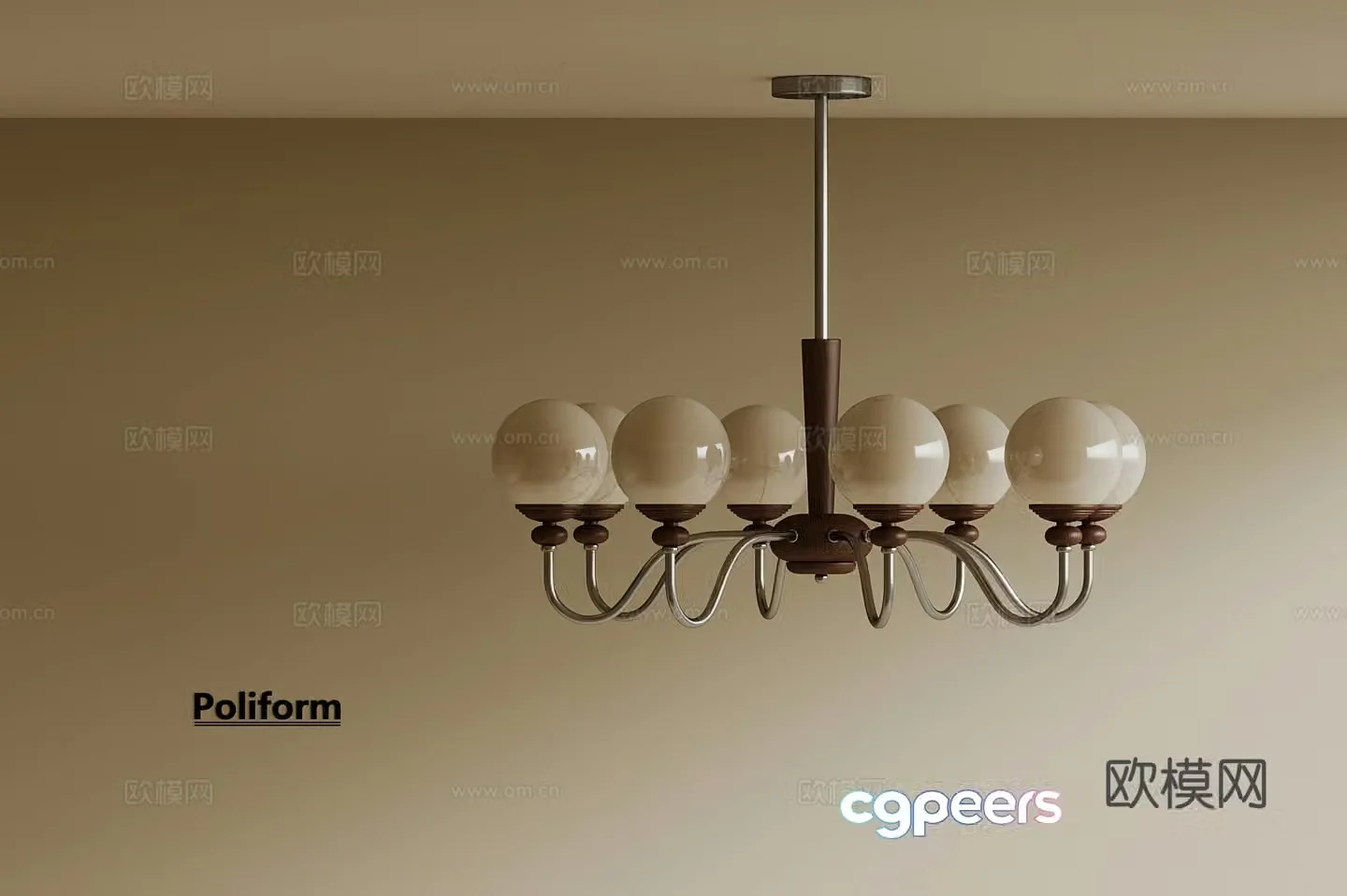 French medieval style chandelier 3d model