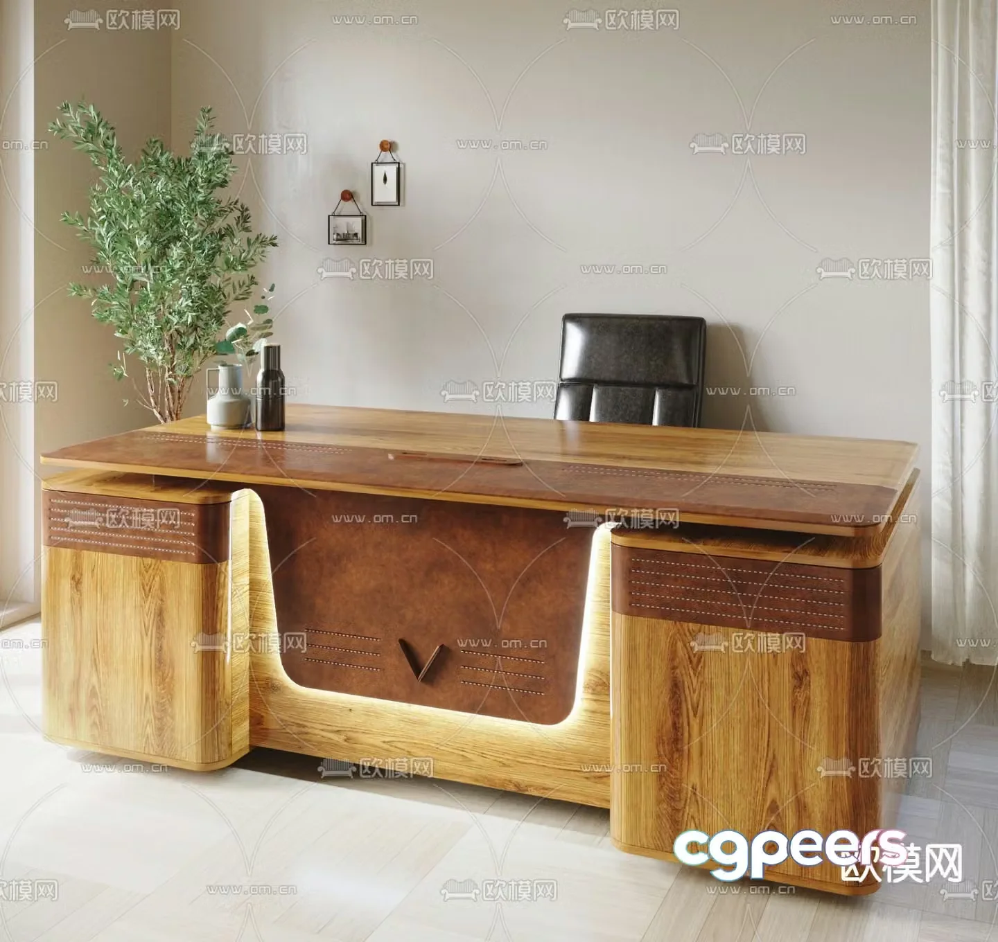 Wabi-sabi executive desk boss desk 3D model