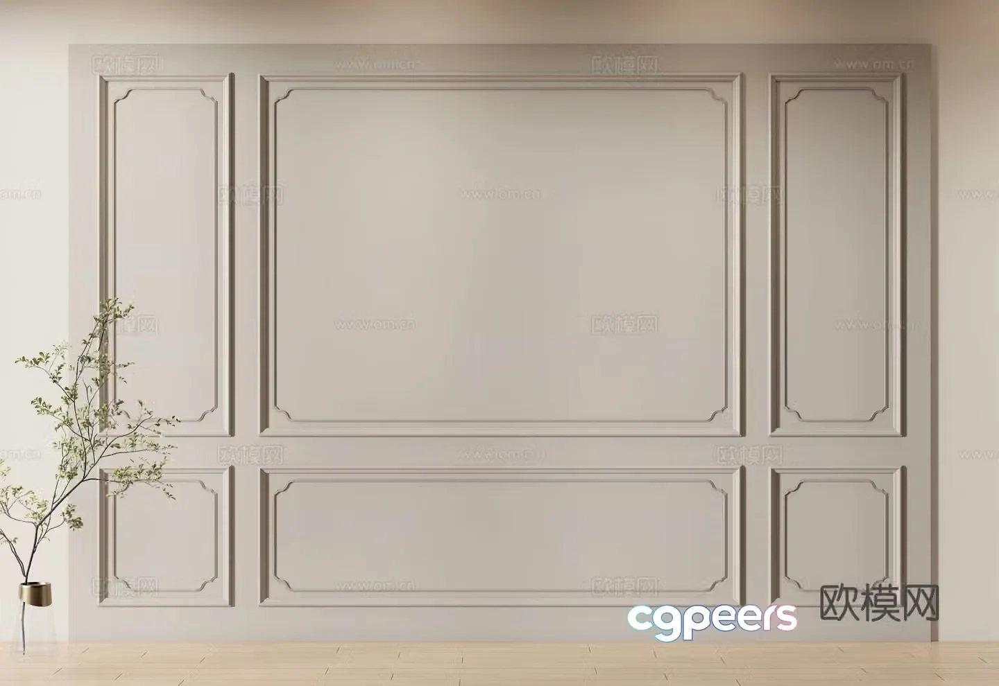 European background wall wainscot 3D model