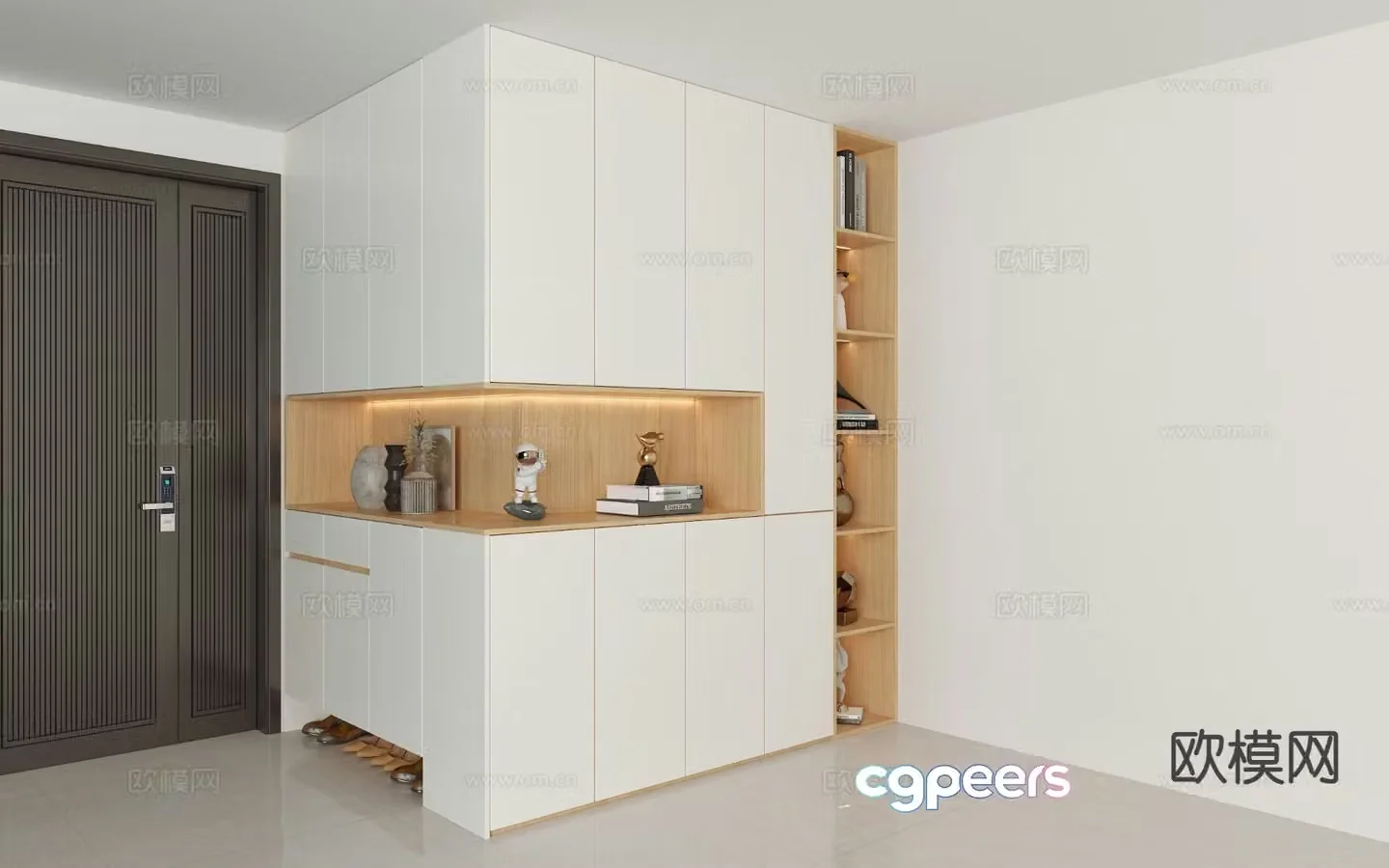 Modern home entrance shoe cabinet 3D model
