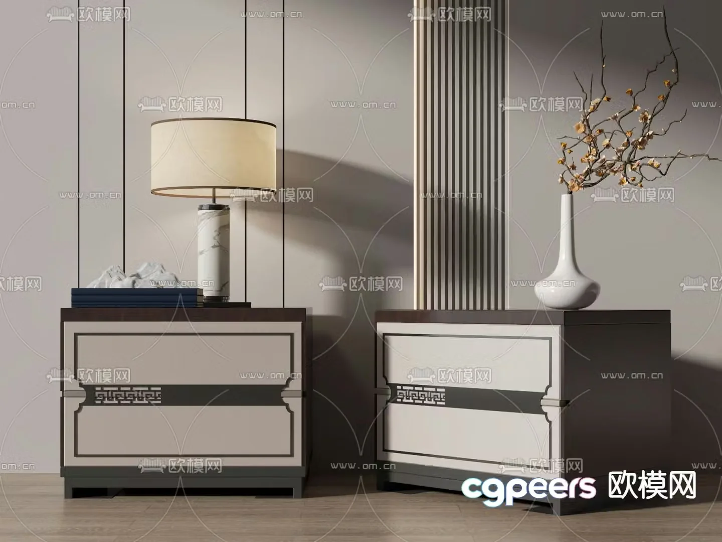 New Chinese style bedside table 3d model