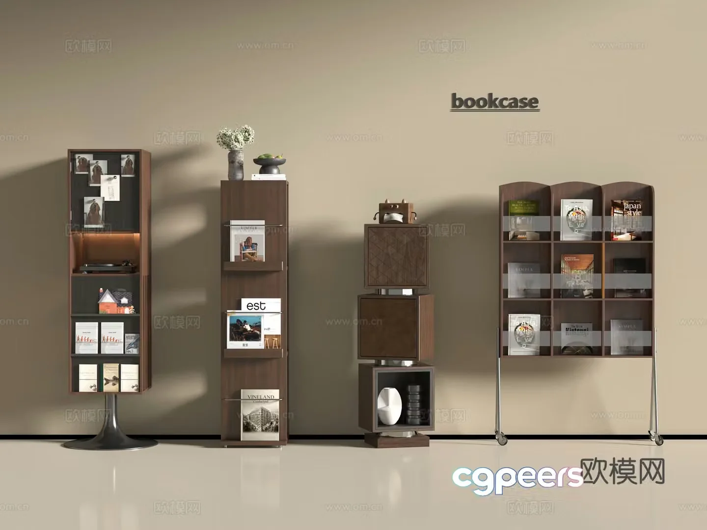 Modern corner bookcase 3d model
