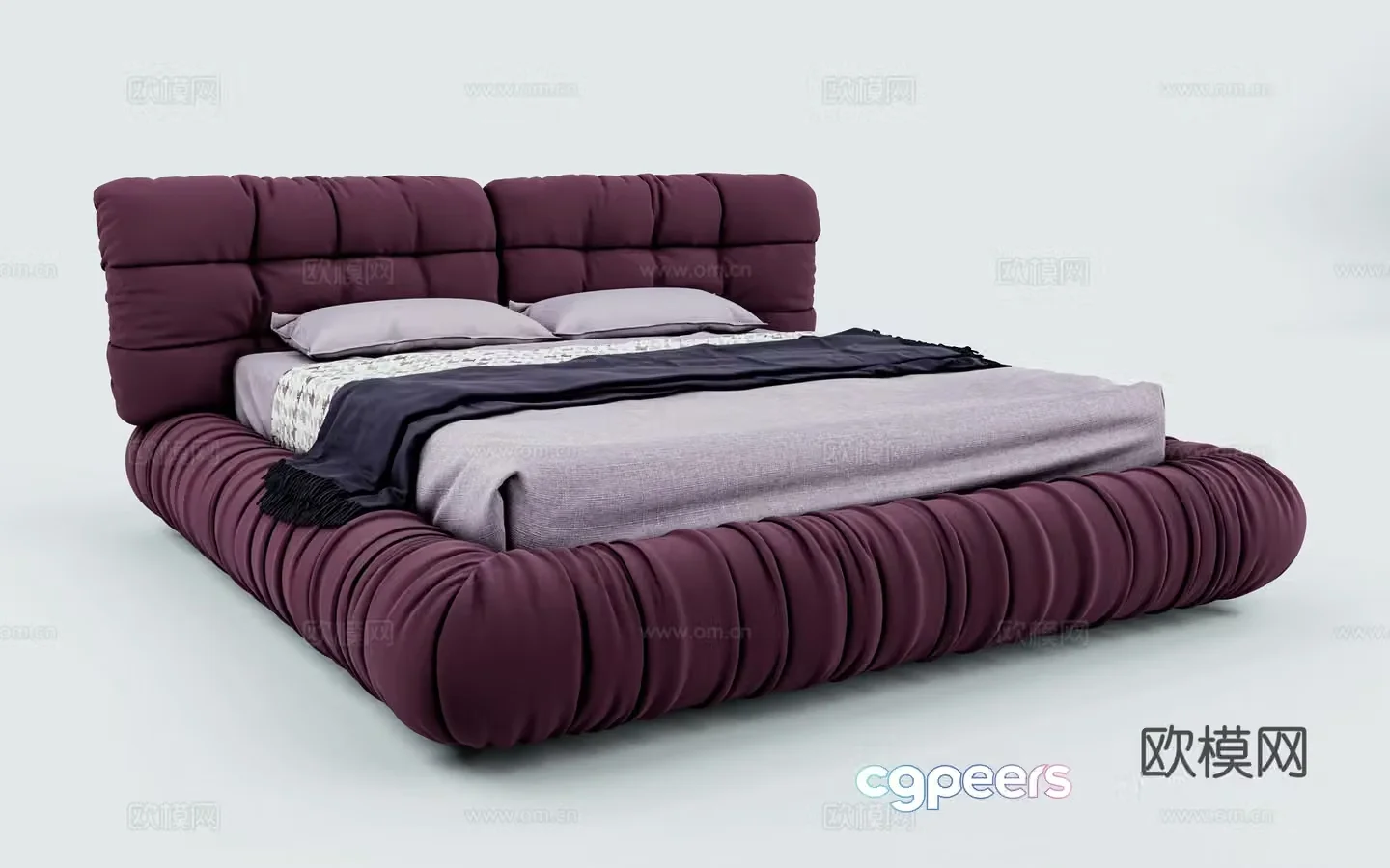 European double bed high-precision model 3D model