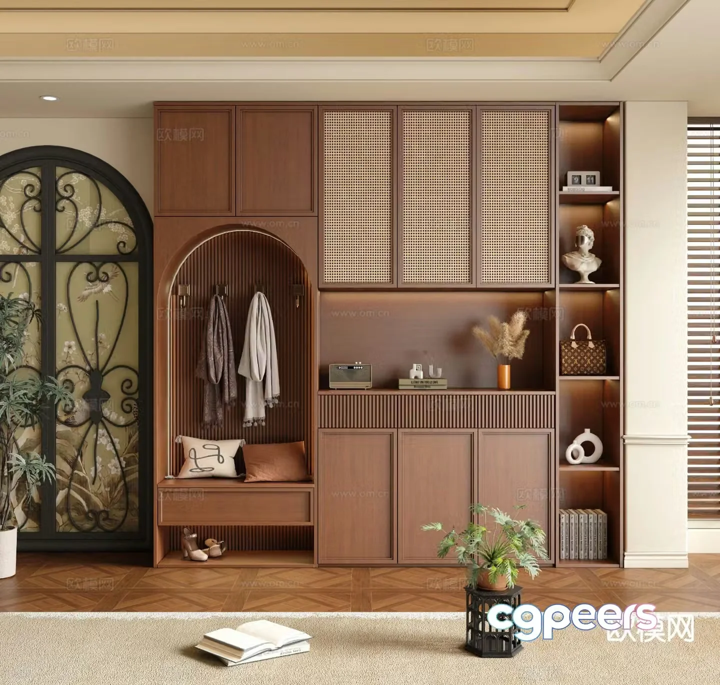 Medieval style home shoe cabinet 3D model