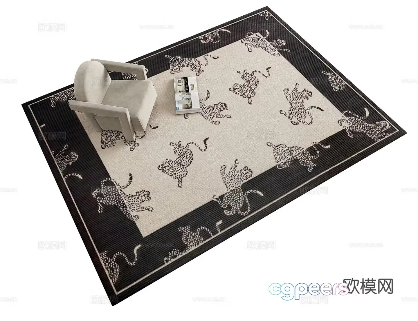 French retro pattern living room bedroom shape carpet 3d model