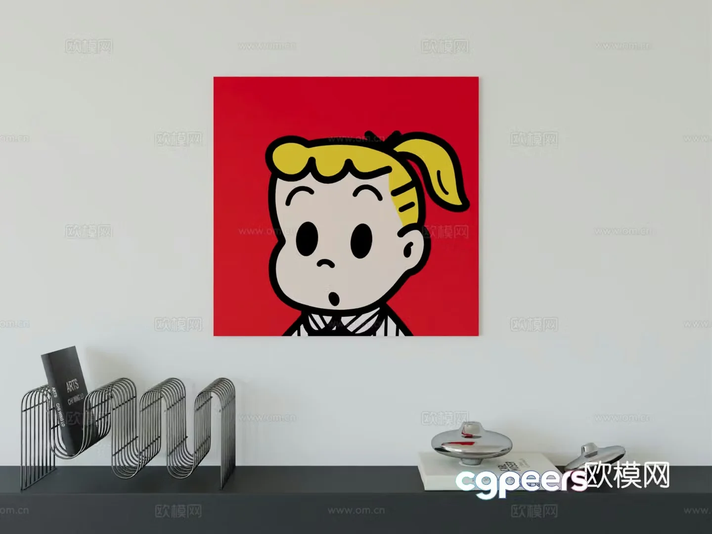 Modern minimalist cute cartoon animal girl room boy room hanging painting 3d model