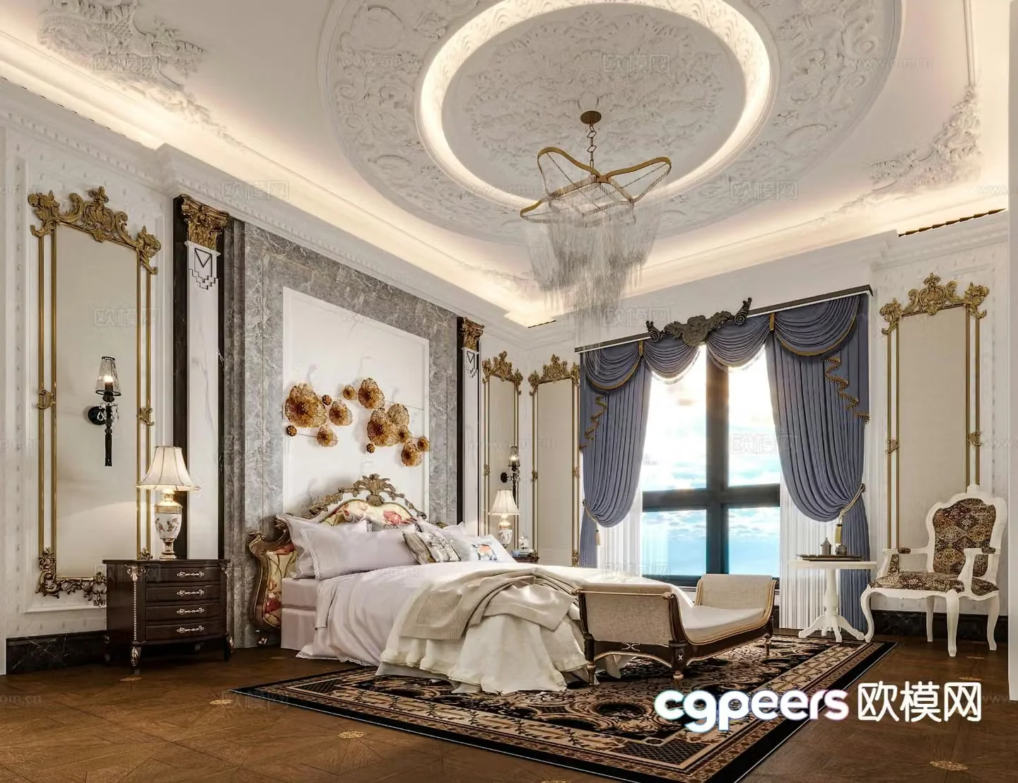European style bedroom master bedroom 3d model