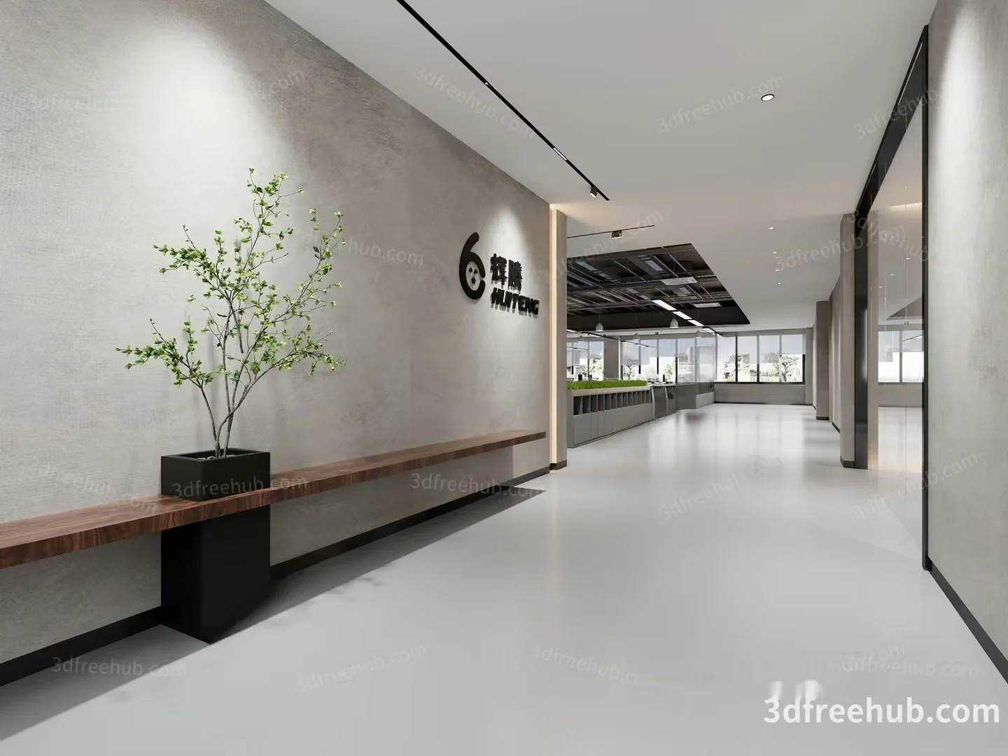 Modern Office Space 3D Model – 21309 – VRAY Render