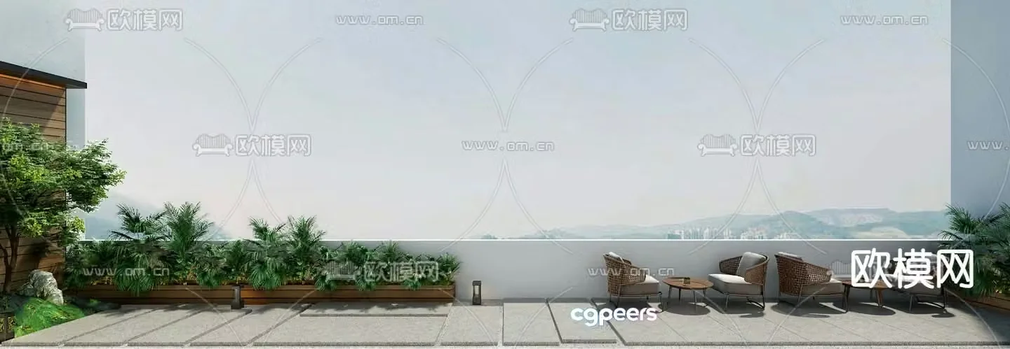 Landscape balcony roof garden 3d model