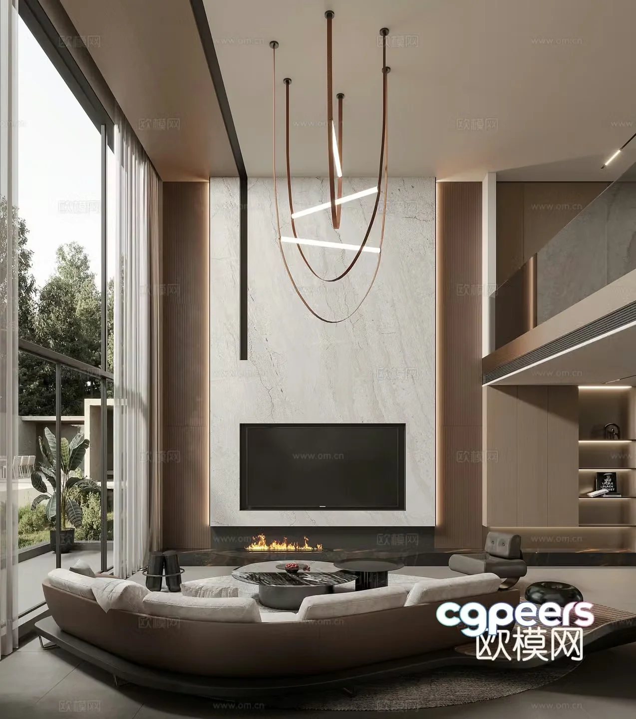 Modern villa living room 3d model
