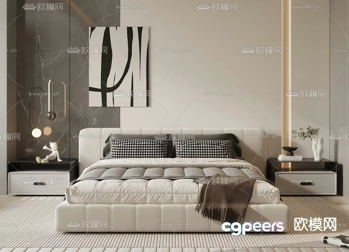 Modern double bed 3d model