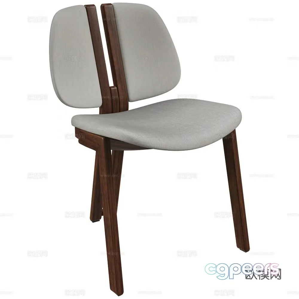 New Chinese-style solid wood fabric dining chair 3D model