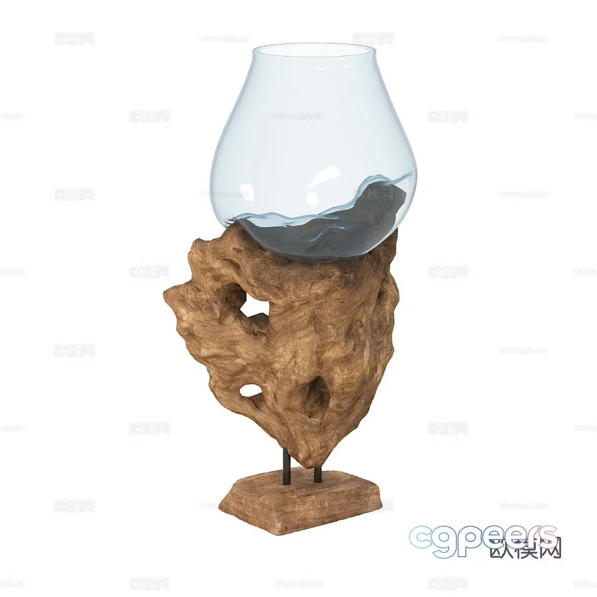 Teak glass vase SINGLE GLOSS3d model