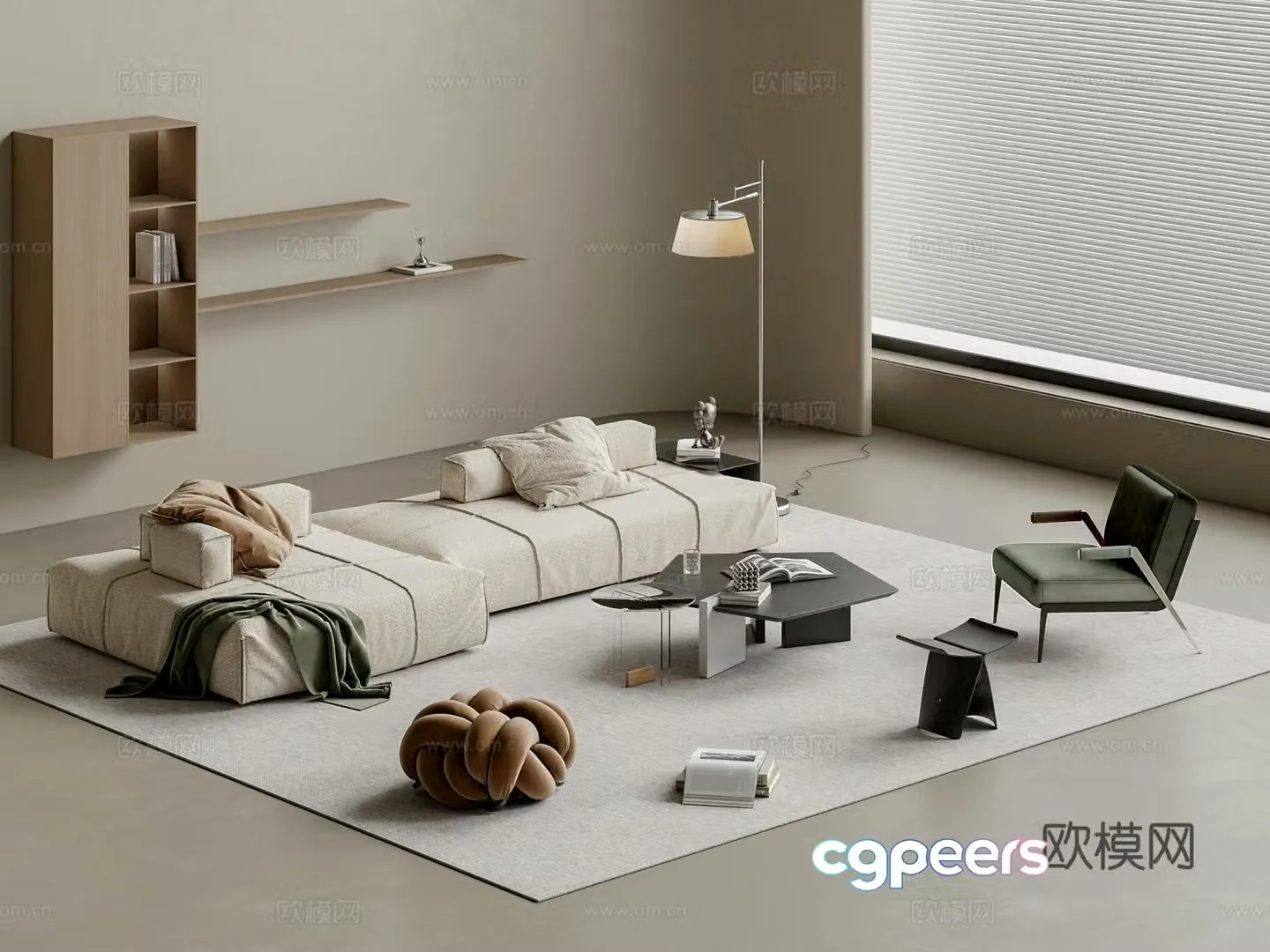 Modern sofa coffee table combination 3D model