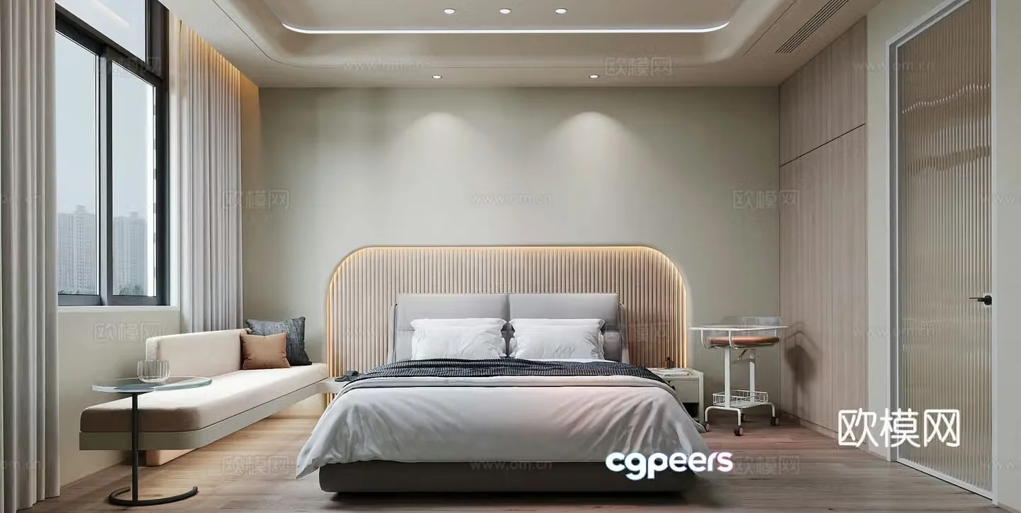 Modern nursing home bedroom elderly room 3d model