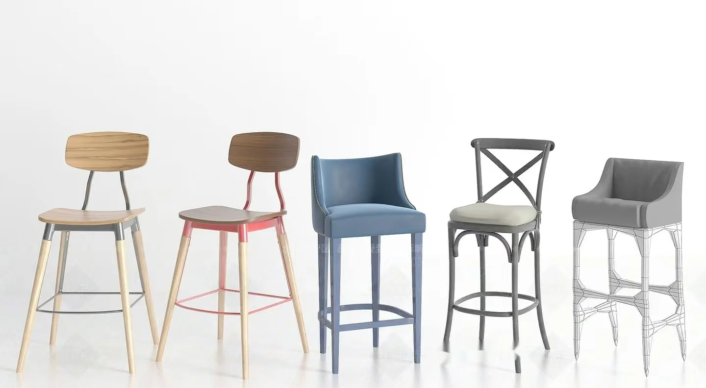 A Row Of Bar Stools 3D Model – 3932 – VRAY Render