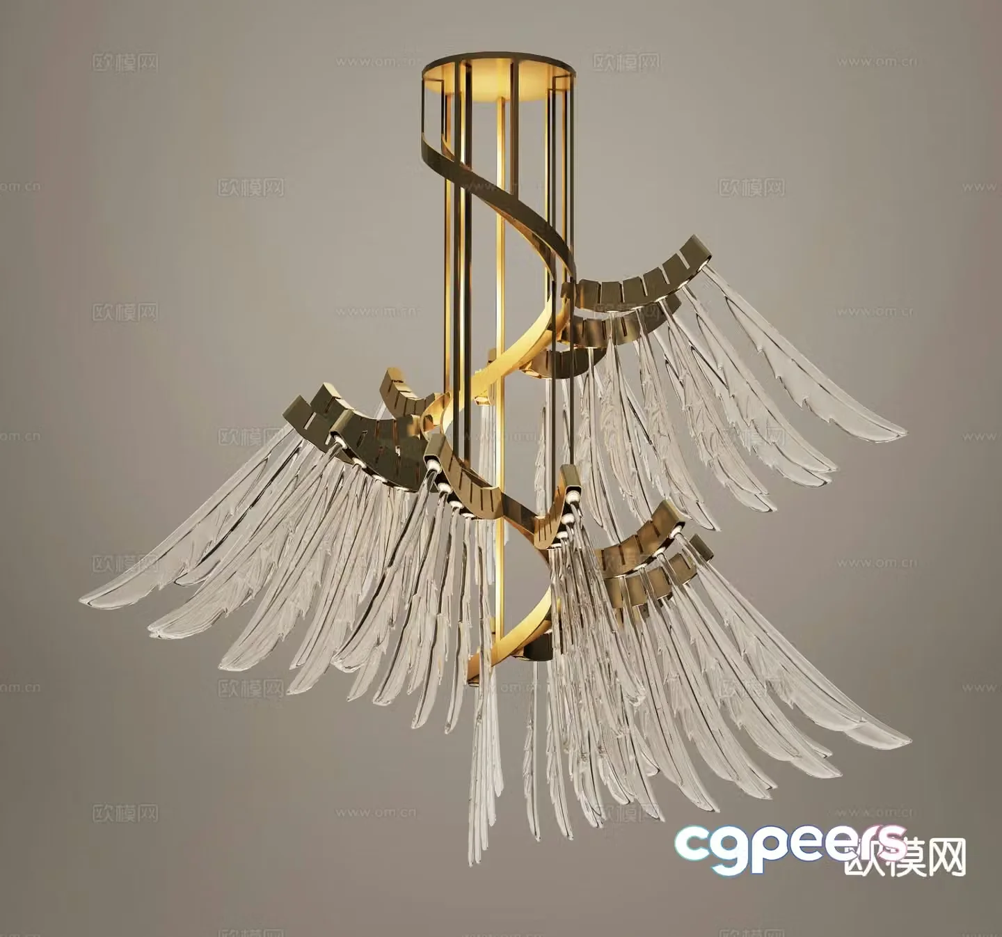 Modern angel chandelier feather crystal lamp 3d model