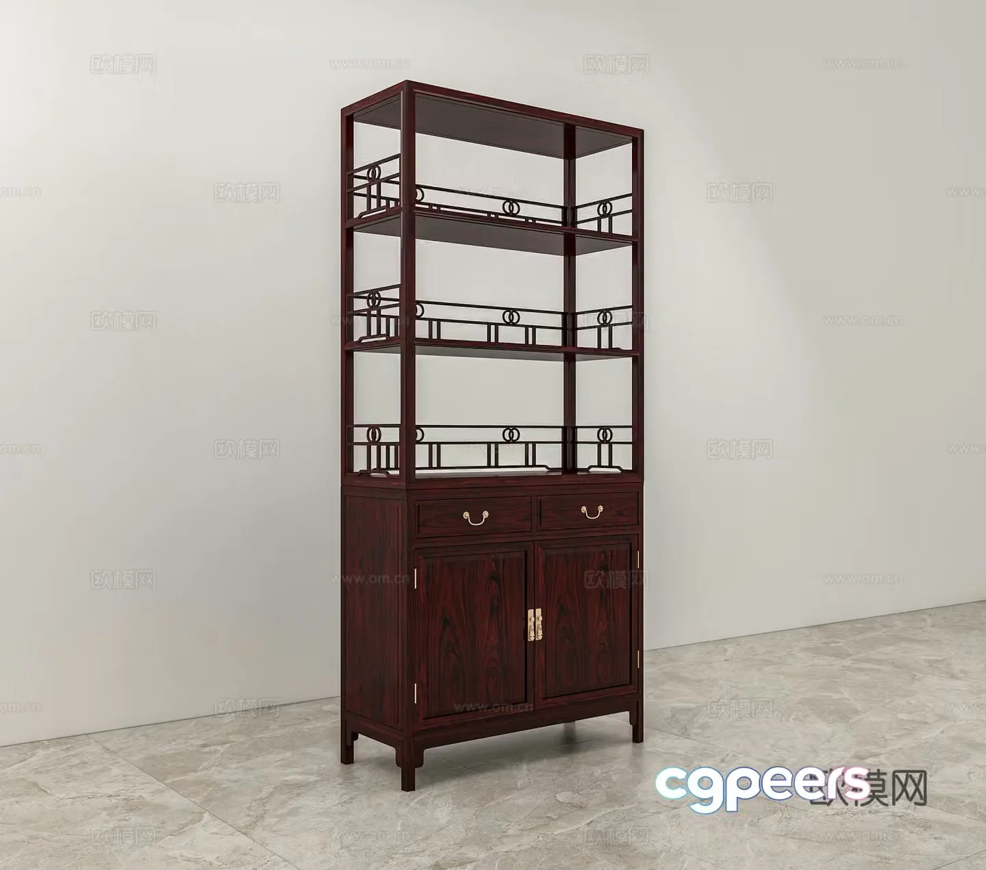 Chinese style storage cabinet storage rack solid wood mahogany 3D model