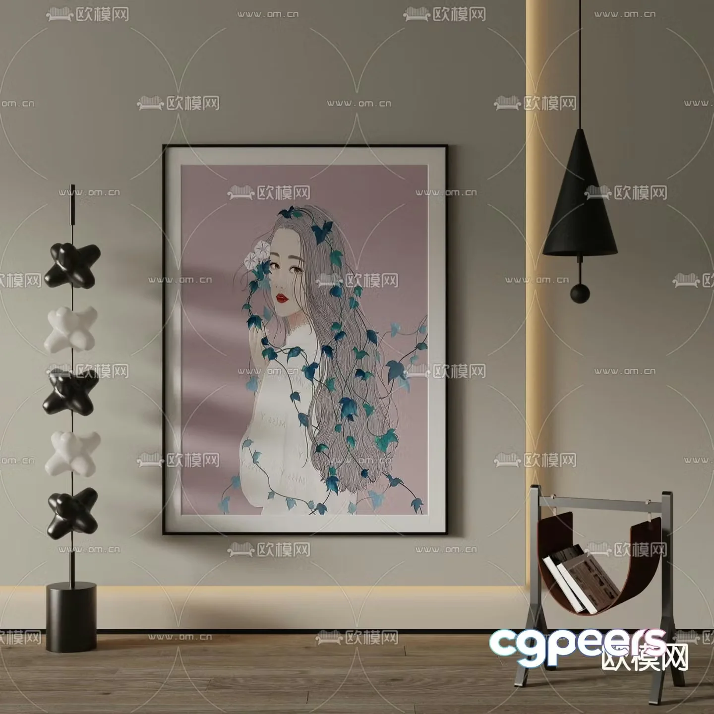 Figure painting Art painting Decorative painting 3d model