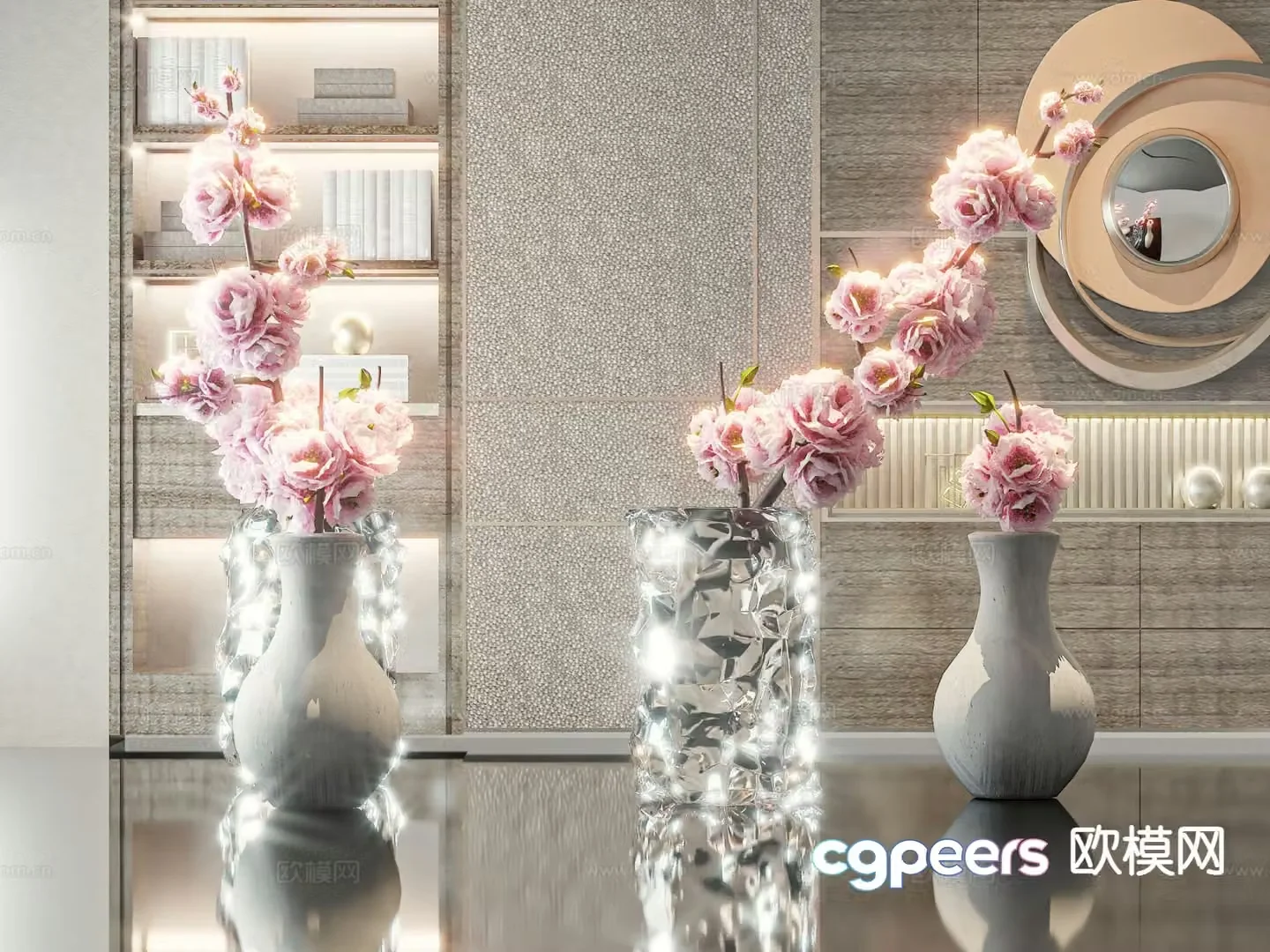modern vase floral arrangement flower arrangement flowers 3d model