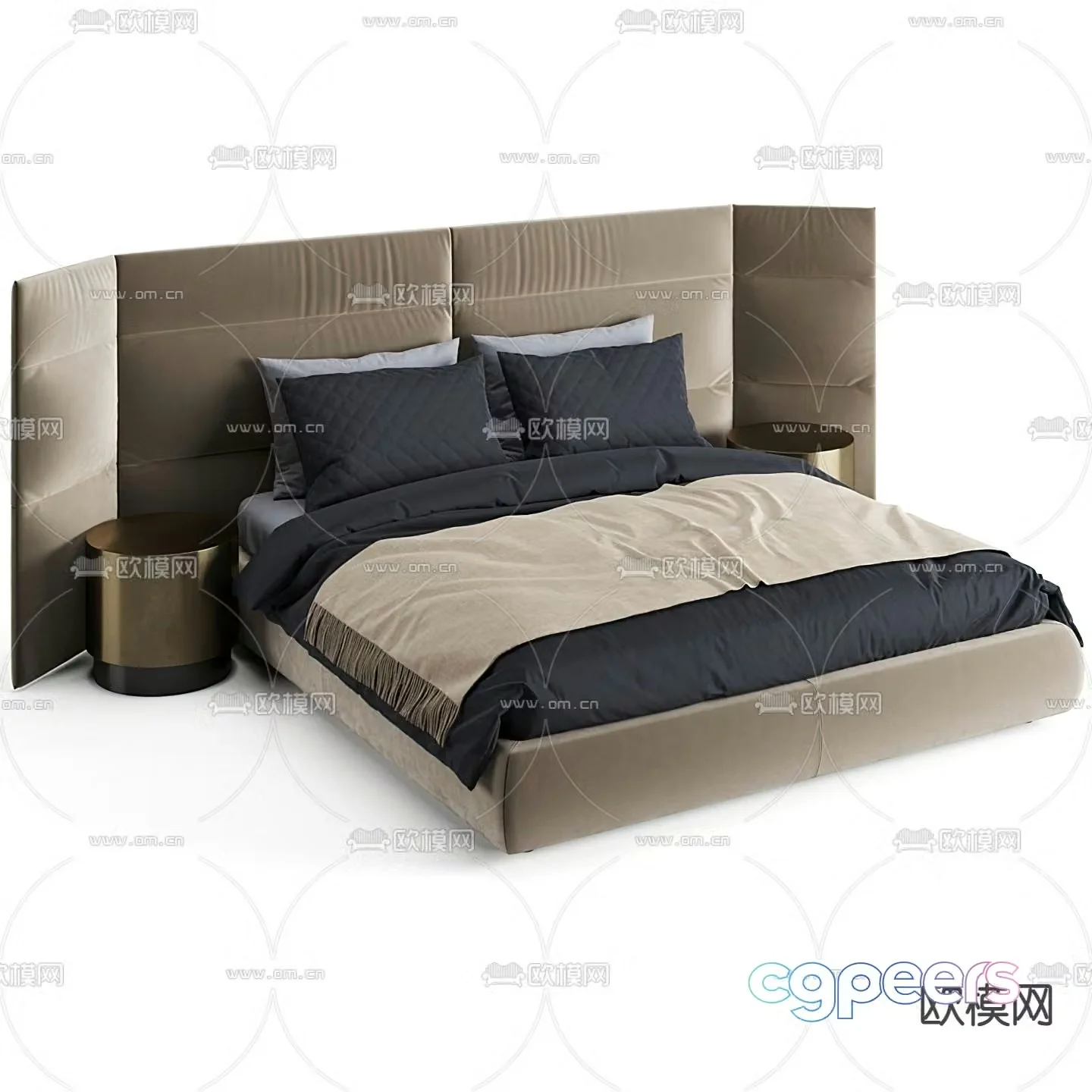 Modern double bed 3d model