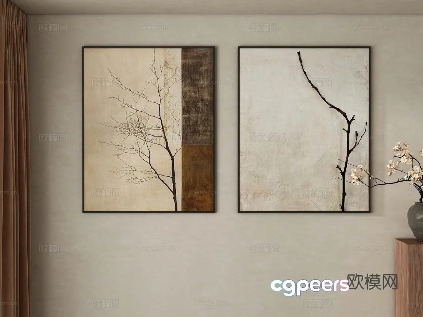 Middle-aged abstract hanging paintings decorative paintings 3d model