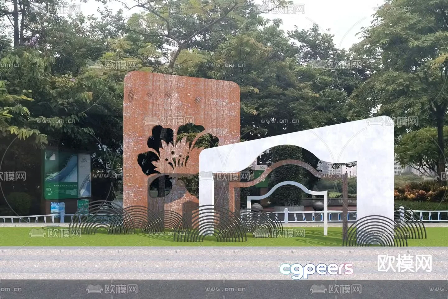 Outdoor landscape wall image wall landscape node 3D model