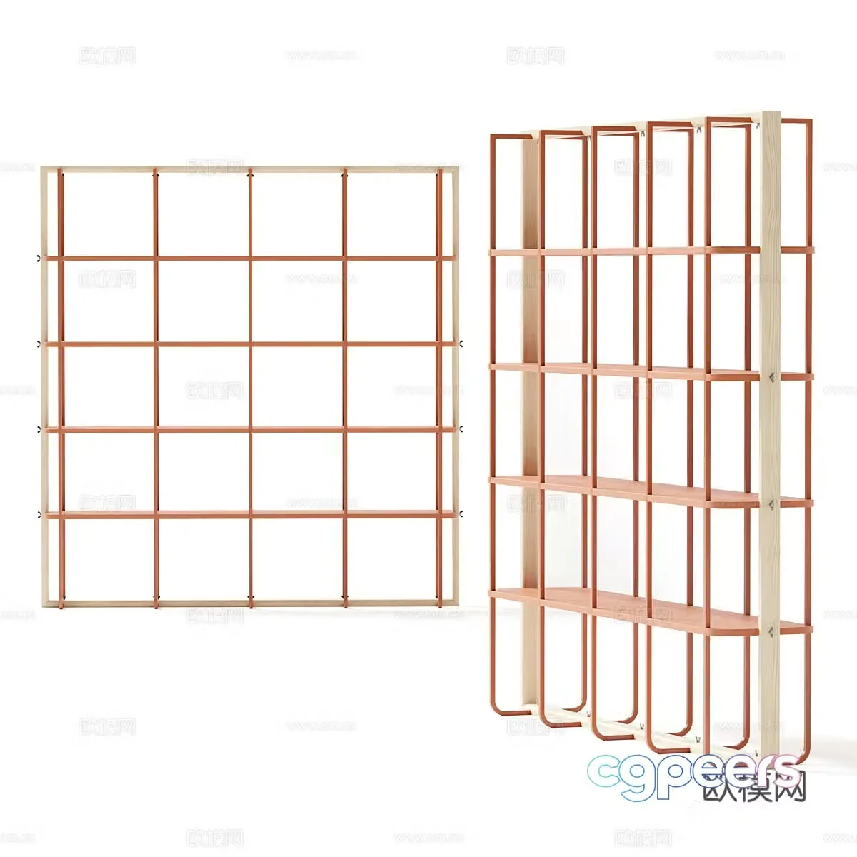 Nordic simple bookcase bookshelf 3d model
