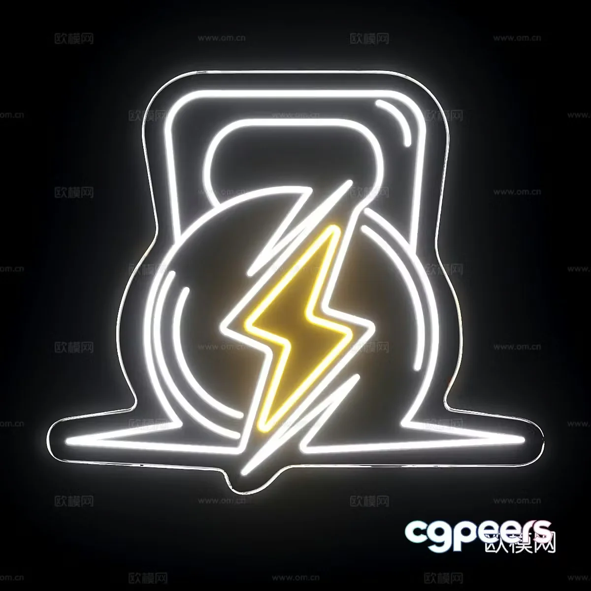 Modern fitness neon sign 3d model