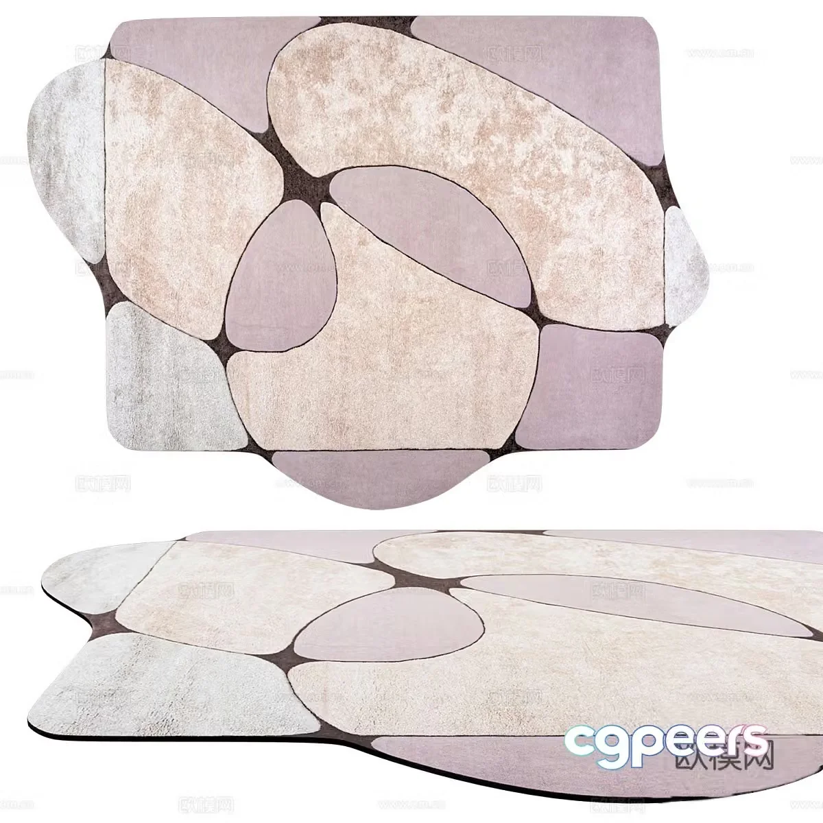 Modern special-shaped carpet living room carpet polygonal carpet 3d model