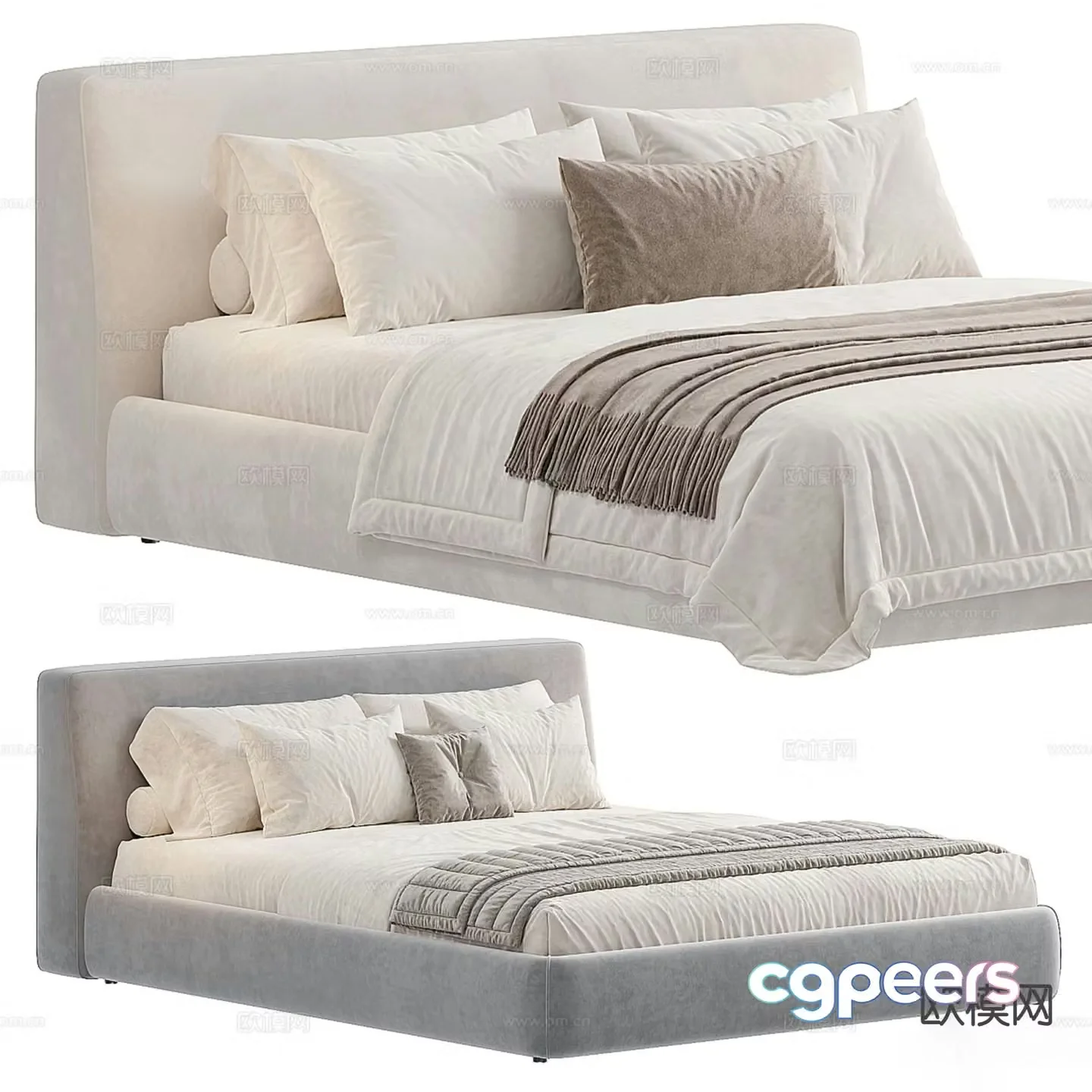 Modern double bed 3d model