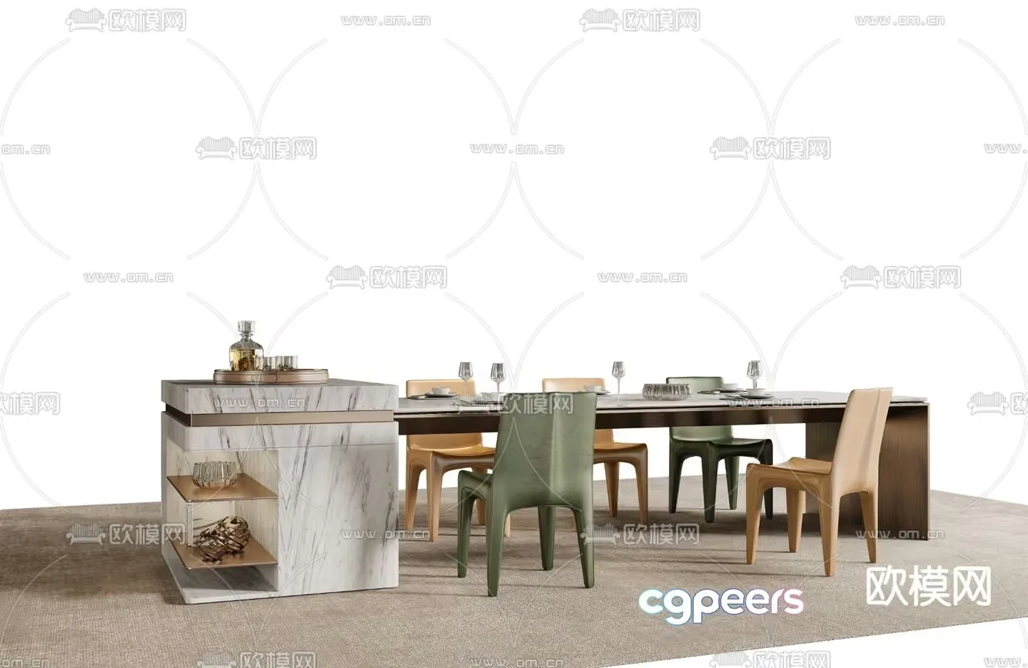 Modern Dining Room 3D Model – 17288 – VRAY Render