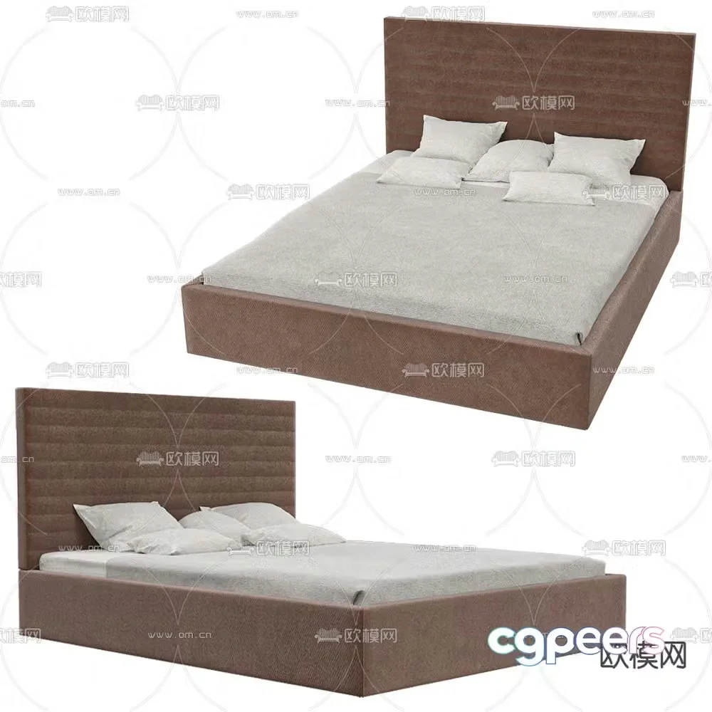 Double bed commercial bed 3d model